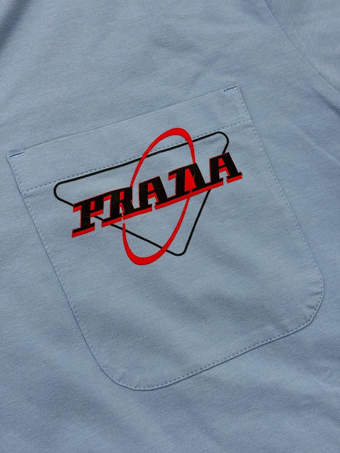 2010s Prada Light Blue Logo Pocket Polo Shirt neInkbg 6