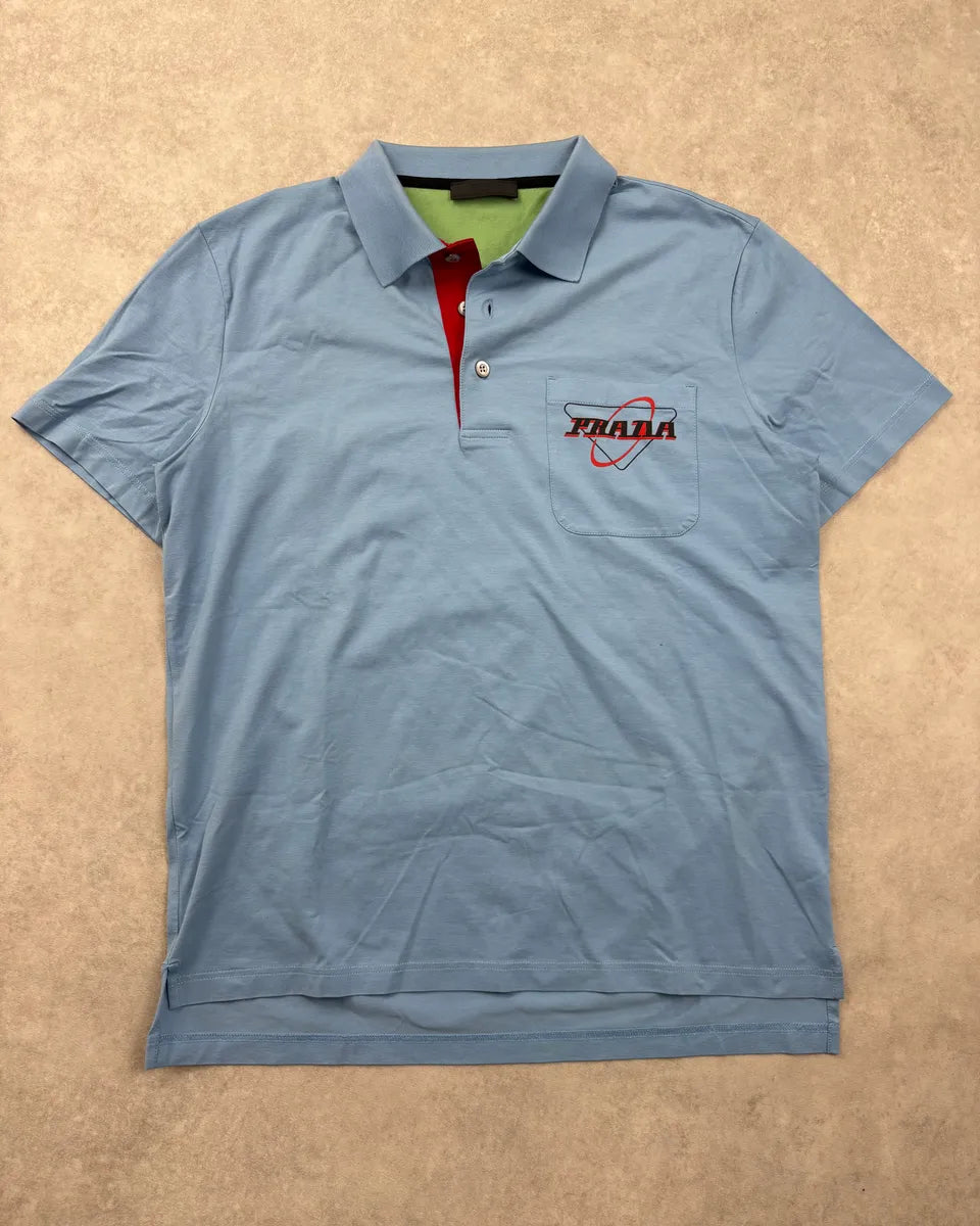 2010s Prada Light Blue Logo Pocket Polo Shirt neInkbg 2