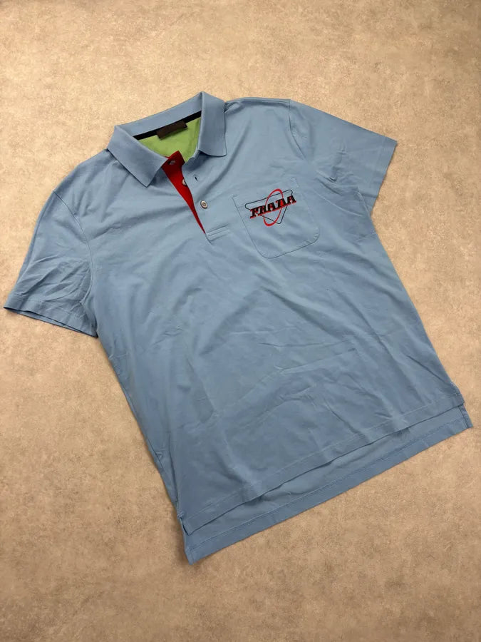 2010s Prada Light Blue Logo Pocket Polo Shirt neInkbg 3