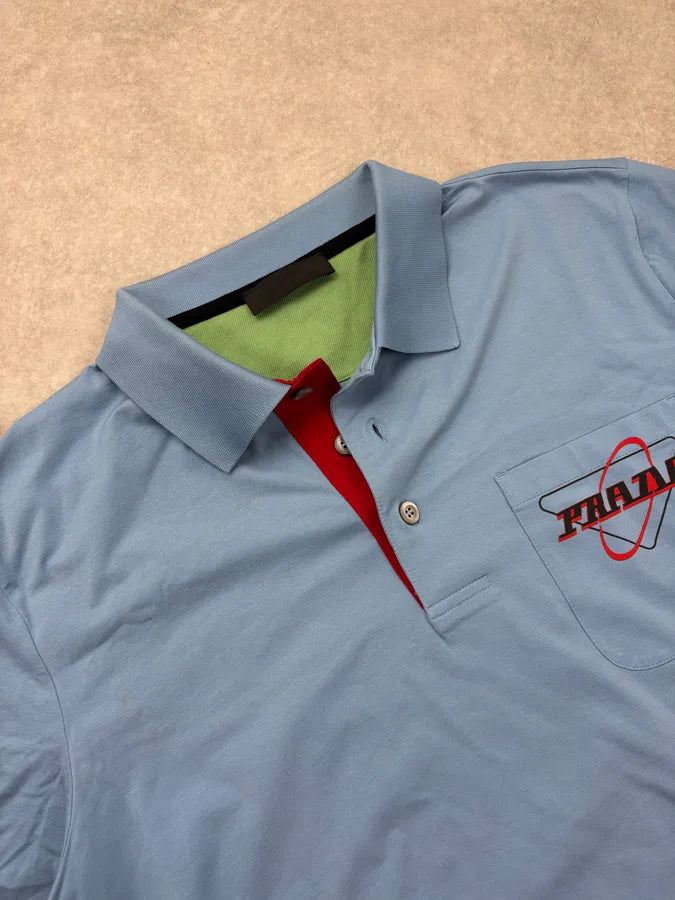 2010s Prada Light Blue Logo Pocket Polo Shirt neInkbg 4