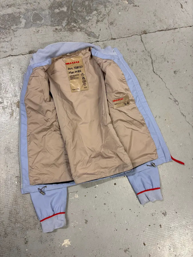 2000s Prada Light Blue Nylon Sport Racer Jacket PpZJfrA 6