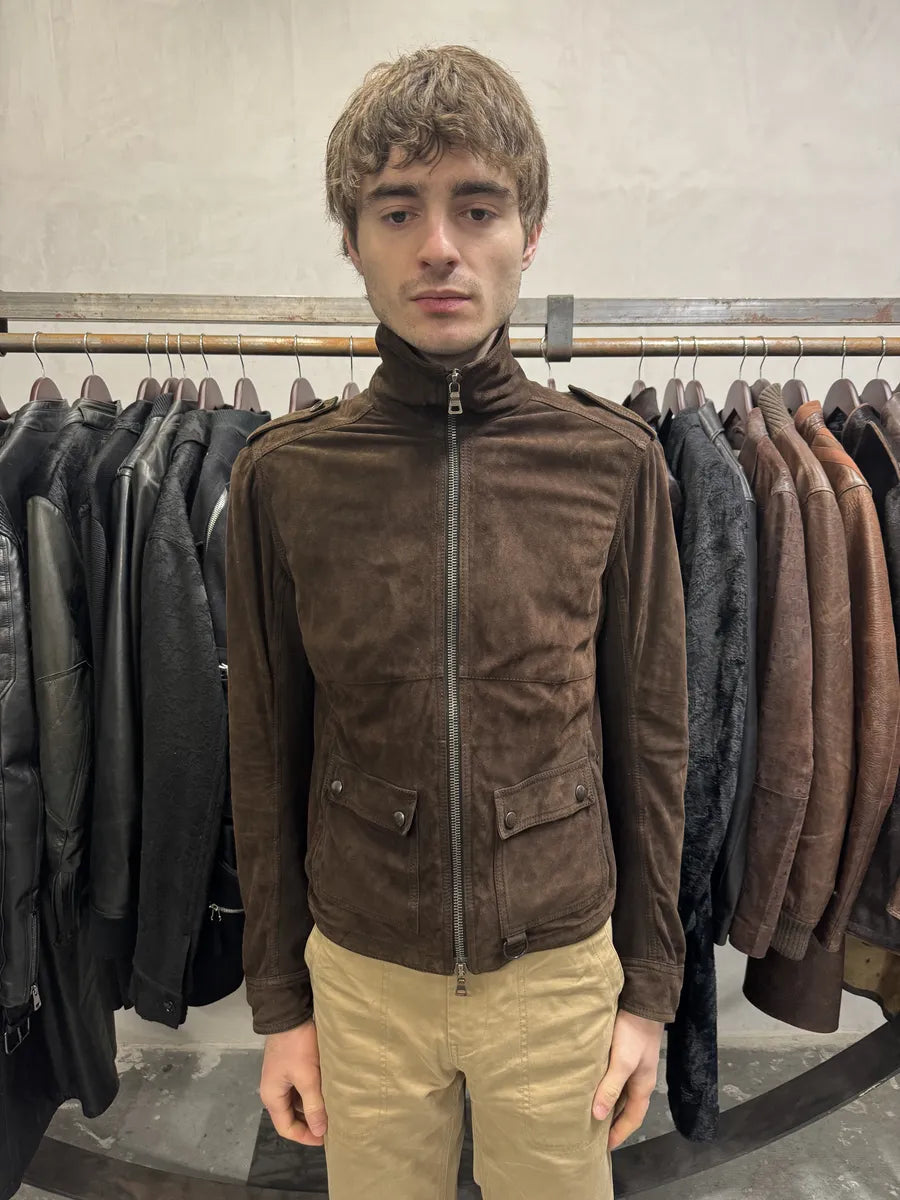 2000s Prada Light Hybrid Suede Brown Leather Jacket (S) xlYXJjg 1