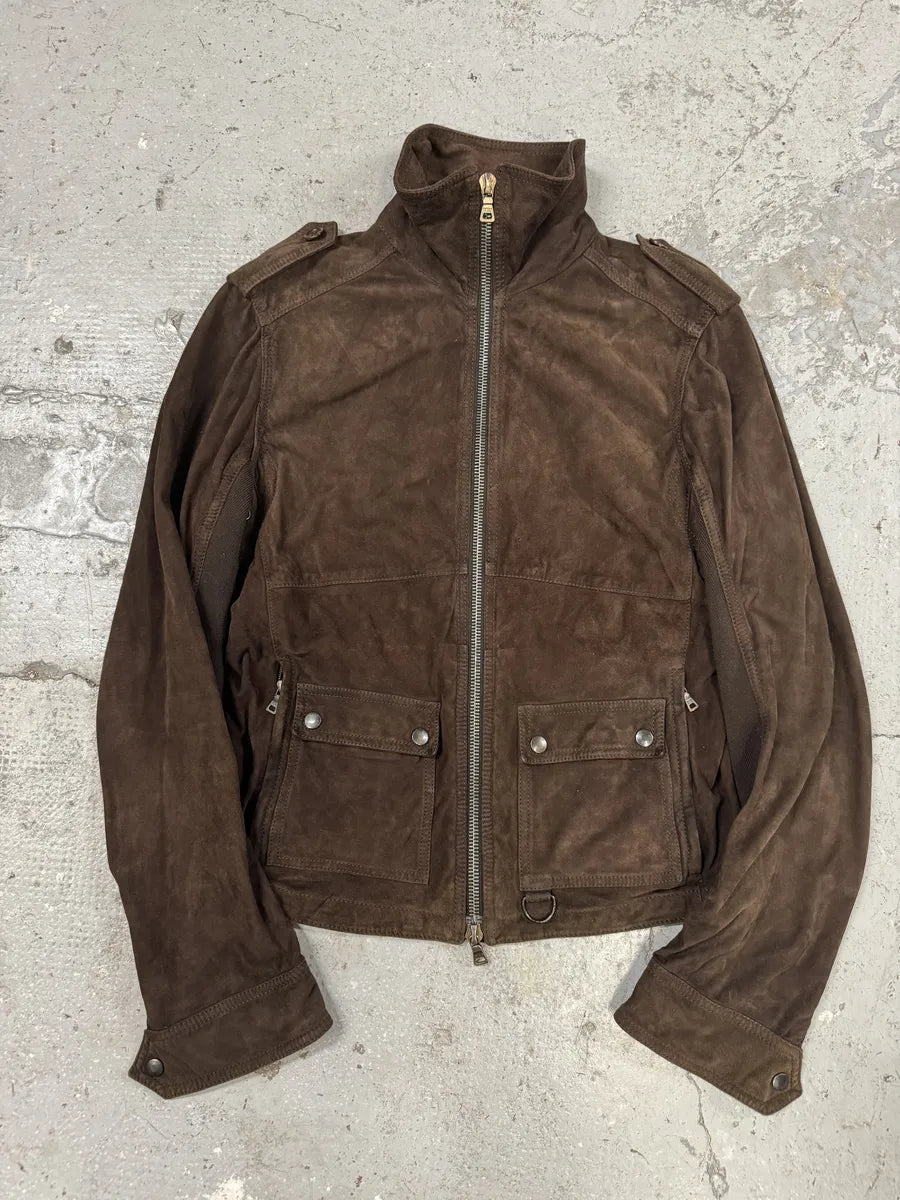 2000s Prada Light Hybrid Suede Brown Leather Jacket (S) xlYXJjg 3