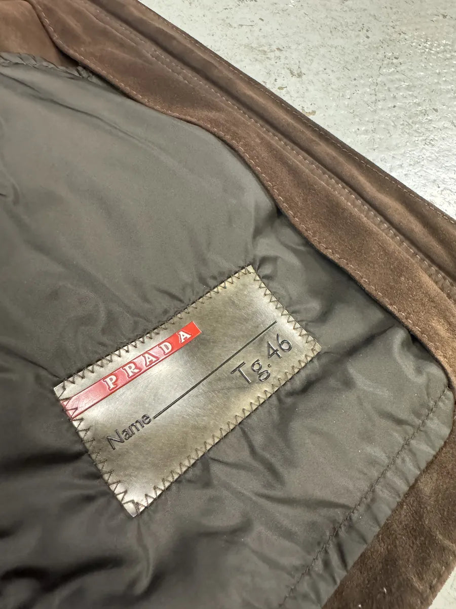 2000s Prada Light Hybrid Suede Brown Leather Jacket (S) xlYXJjg 5
