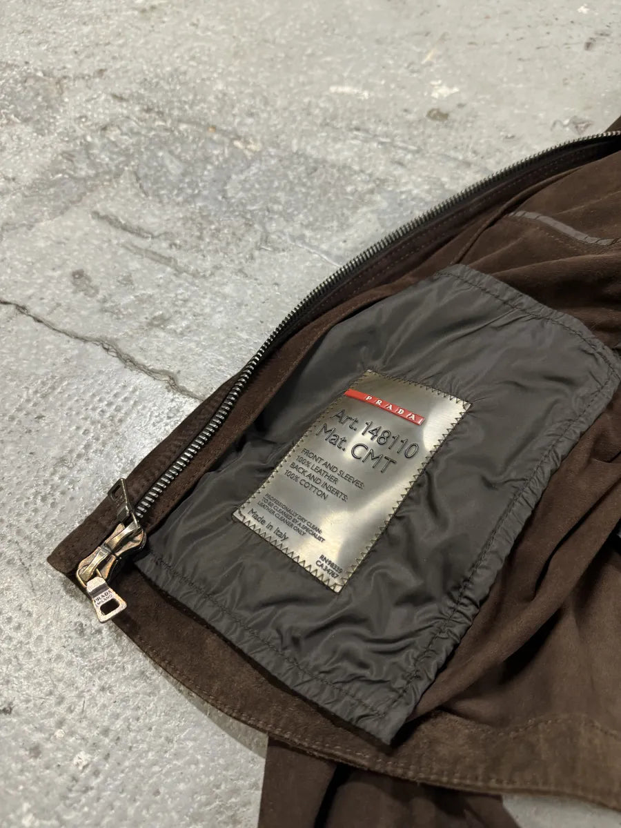 2000s Prada Light Hybrid Suede Brown Leather Jacket (S) xlYXJjg 6