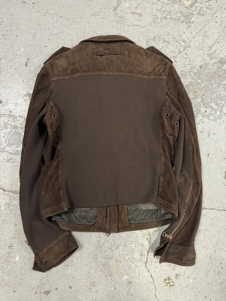 2000s Prada Light Hybrid Suede Brown Leather Jacket (S) xlYXJjg 8