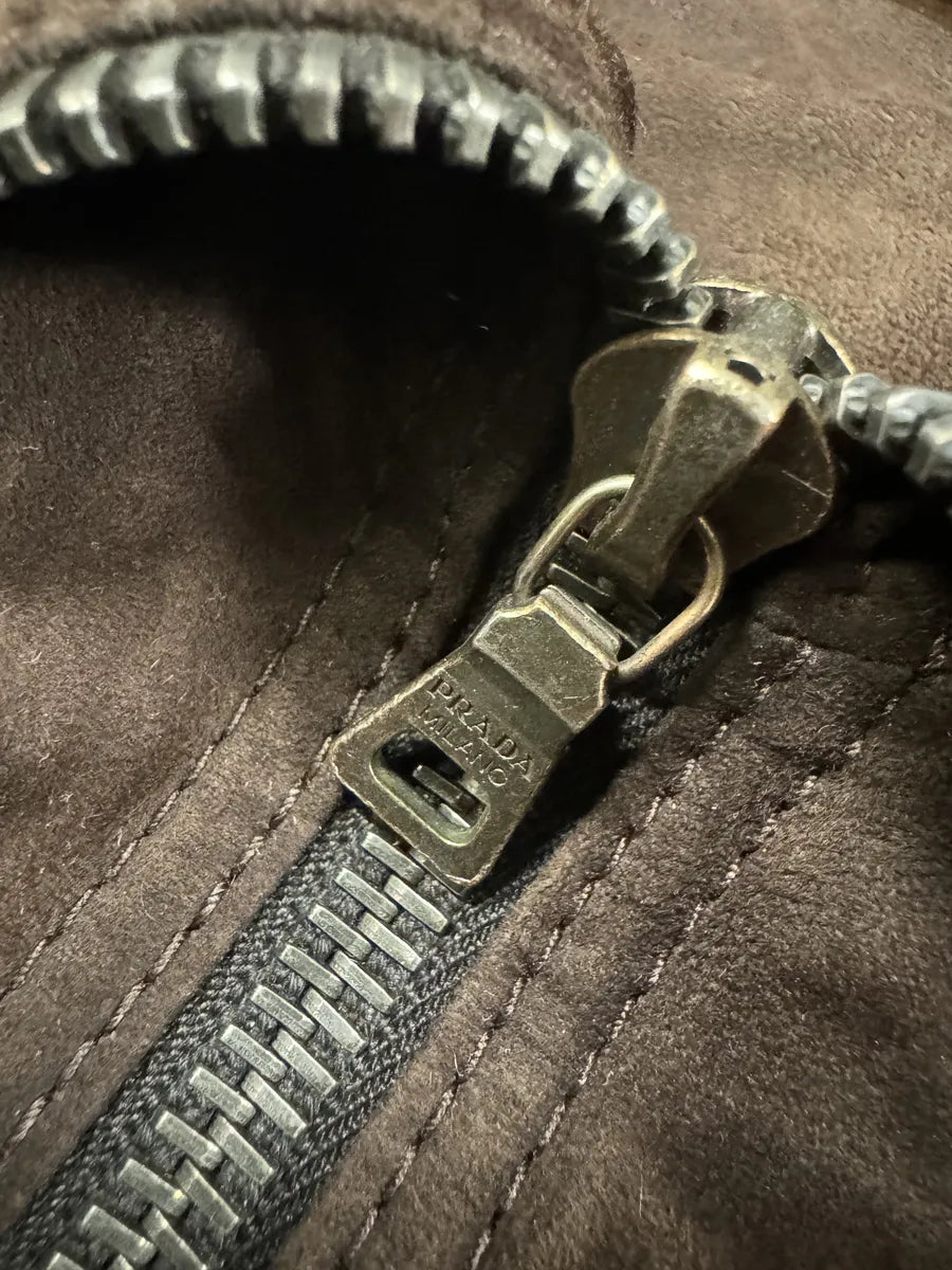 2000s Prada Light Hybrid Suede Brown Leather Jacket (S) xlYXJjg 9