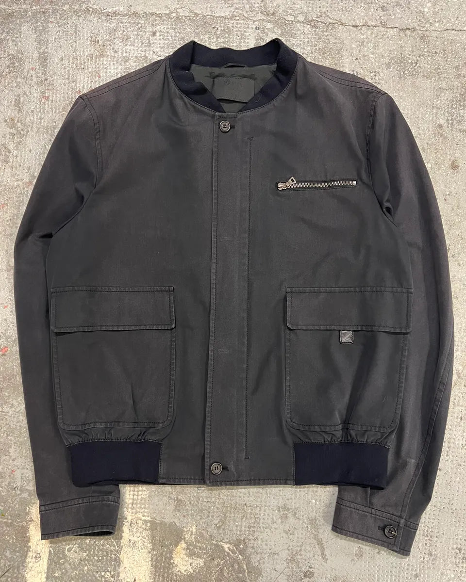 2000s Prada Light Minimalistic Black Navy Buttoned Jacket (L) 0