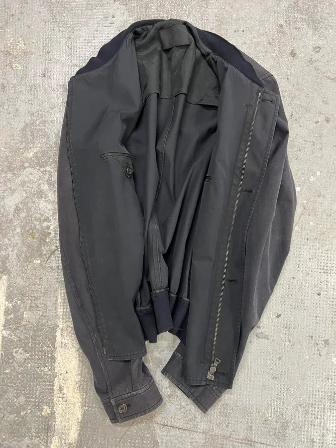 2000s Prada Light Minimalistic Black Navy Buttoned Jacket (L) 3