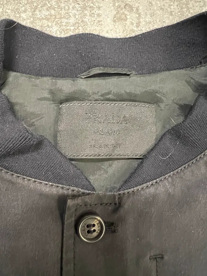 2000s Prada Light Minimalistic Black Navy Buttoned Jacket (L) 5