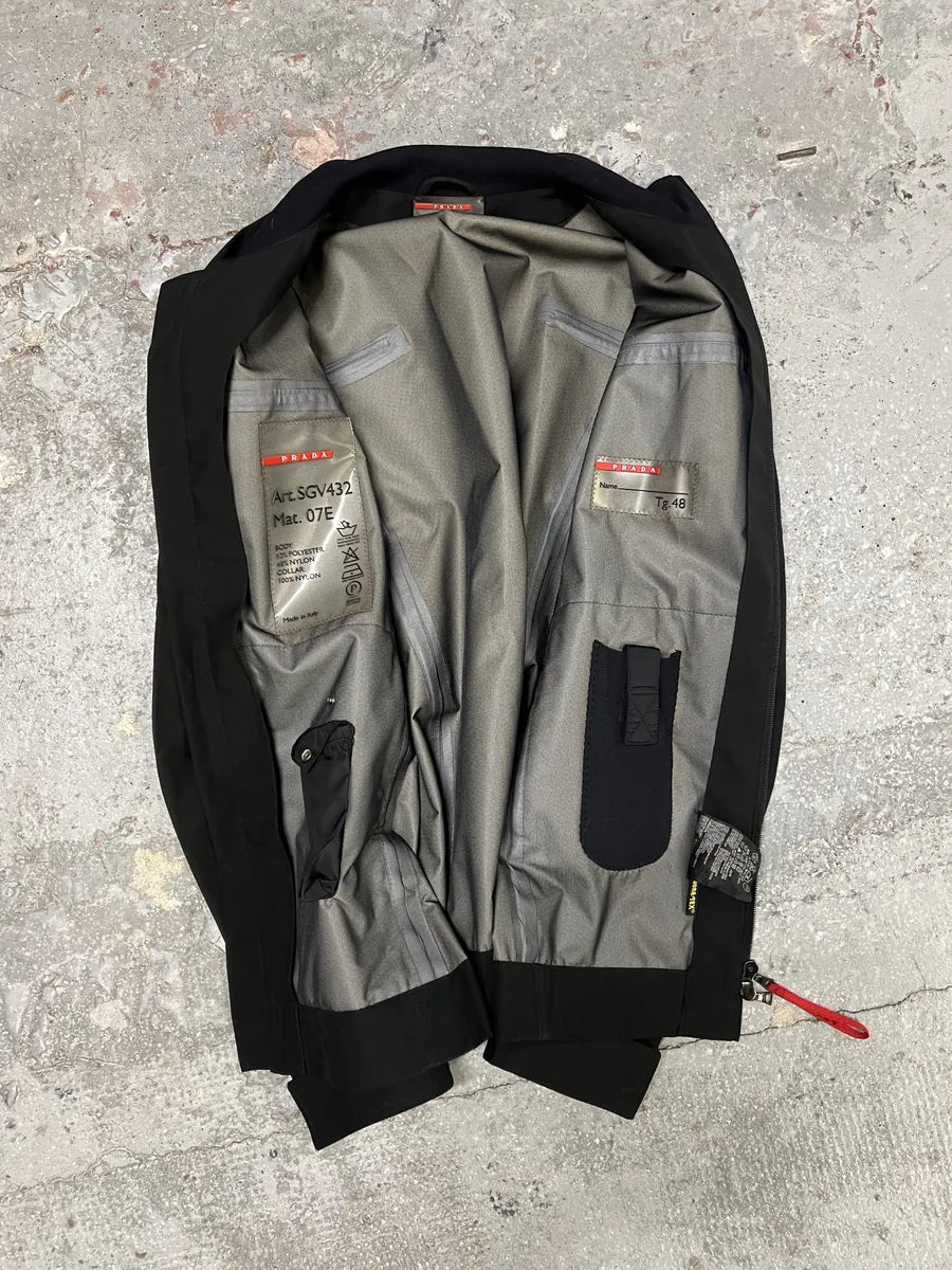 2000s Prada Light Tactical Black Nylon Gore-Tex Jacket (M) 4