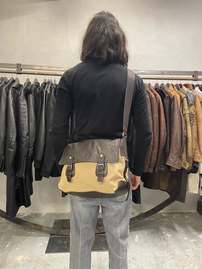 2000s Prada Linea Rossa Beige & Brown Leather Shoulder Bag (OS) PeGEnFI 2