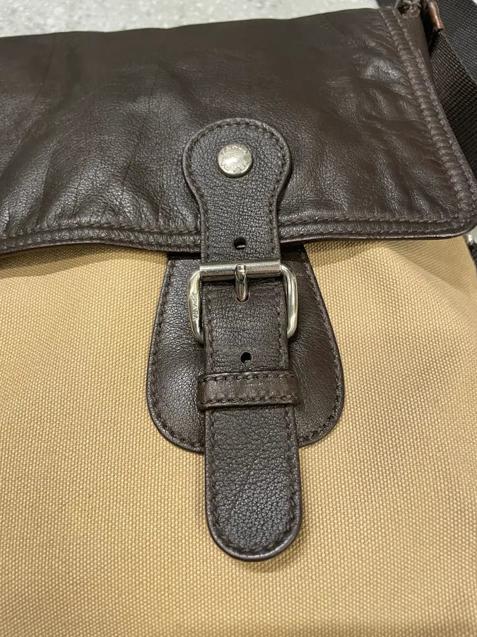 2000s Prada Linea Rossa Beige & Brown Leather Shoulder Bag (OS) PeGEnFI 9