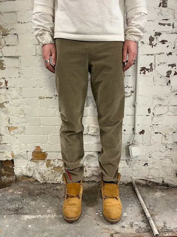 2000s Prada Linea Rossa Beige Corduroy Velvet Pants zOrHvGS 1