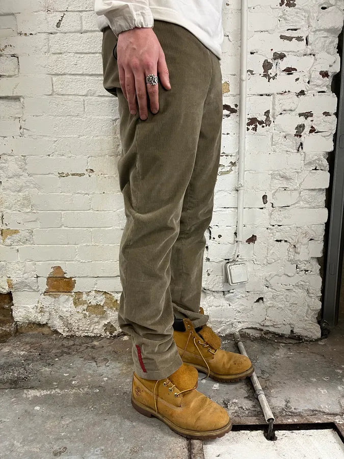 2000s Prada Linea Rossa Beige Corduroy Velvet Pants zOrHvGS 3