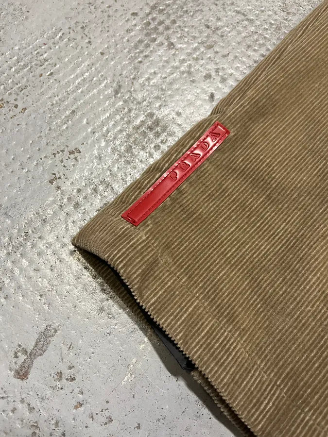 2000s Prada Linea Rossa Beige Corduroy Velvet Pants zOrHvGS 5
