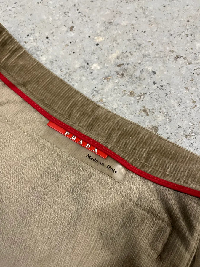 2000s Prada Linea Rossa Beige Corduroy Velvet Pants zOrHvGS 9