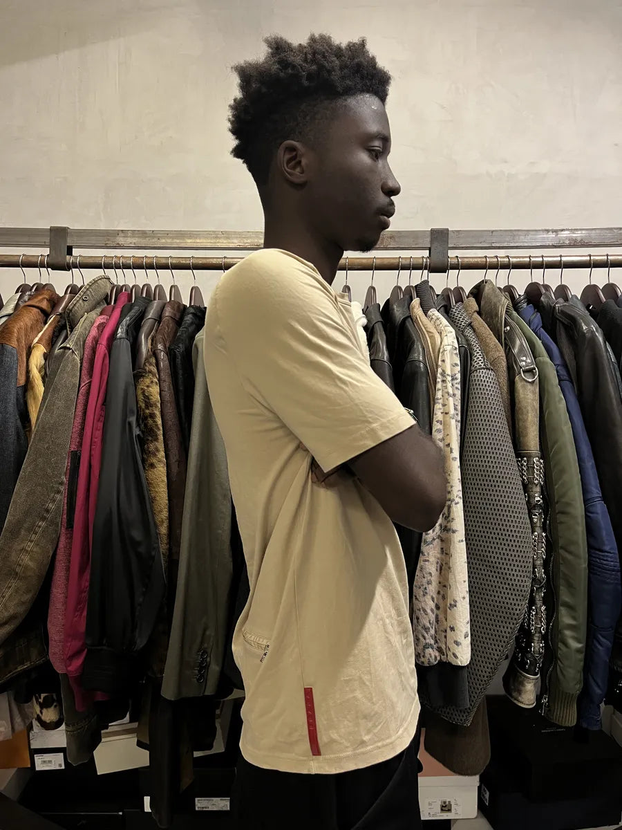 2000s Prada Linea Rossa Beige Linea Rossa T-Shirt YsLTxBi 4