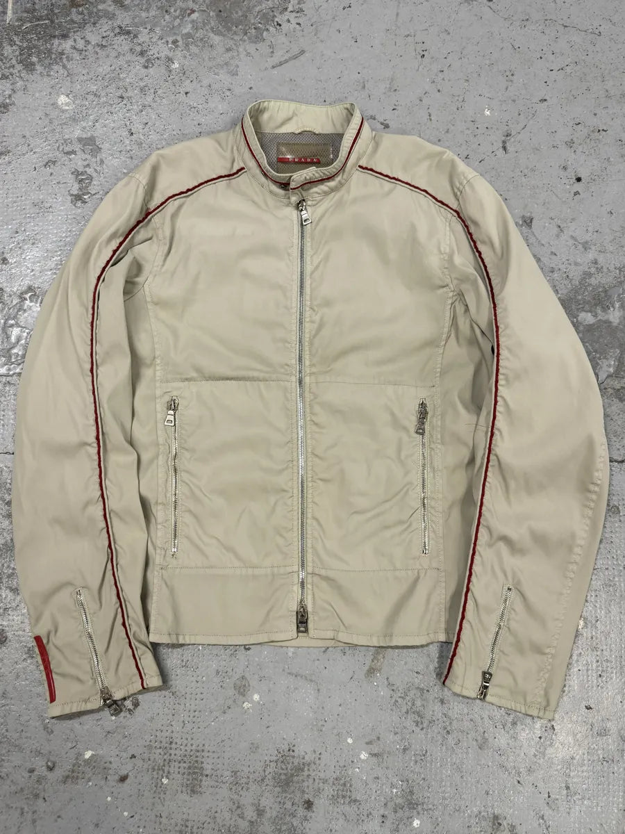 2000s Prada Linea Rossa Beige Nylon Tactical Jacket JXBYLjG 0