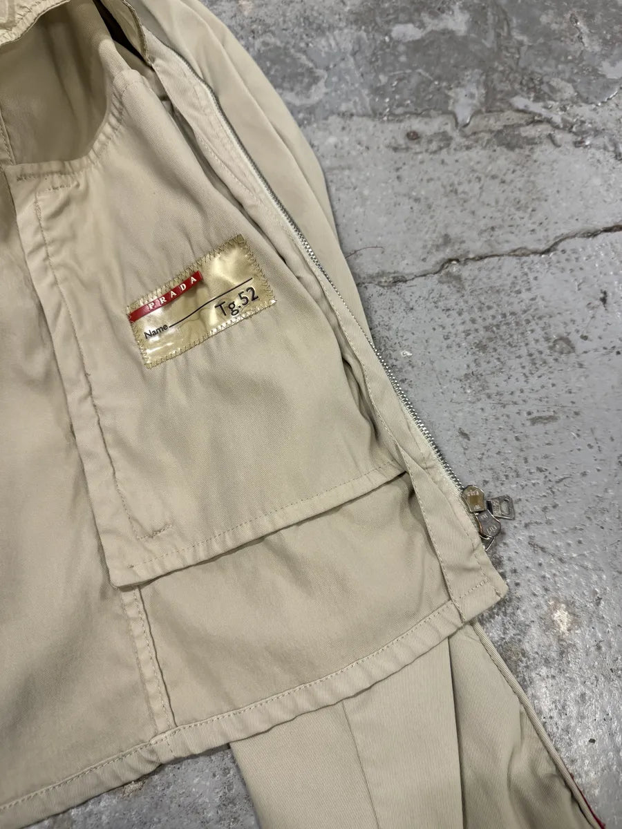 2000s Prada Linea Rossa Beige Nylon Tactical Jacket JXBYLjG 10