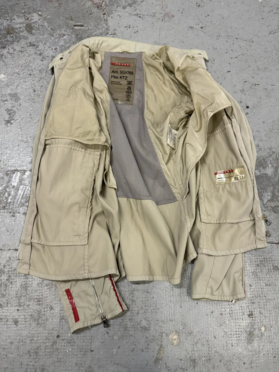 2000s Prada Linea Rossa Beige Nylon Tactical Jacket JXBYLjG 4