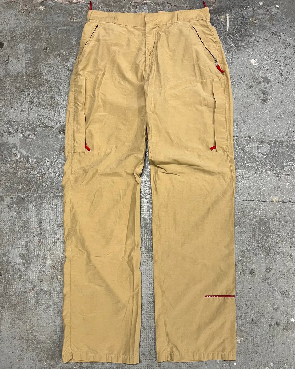 2000s Prada Linea Rossa Beige Utility Cargo Pants OubEroD 0