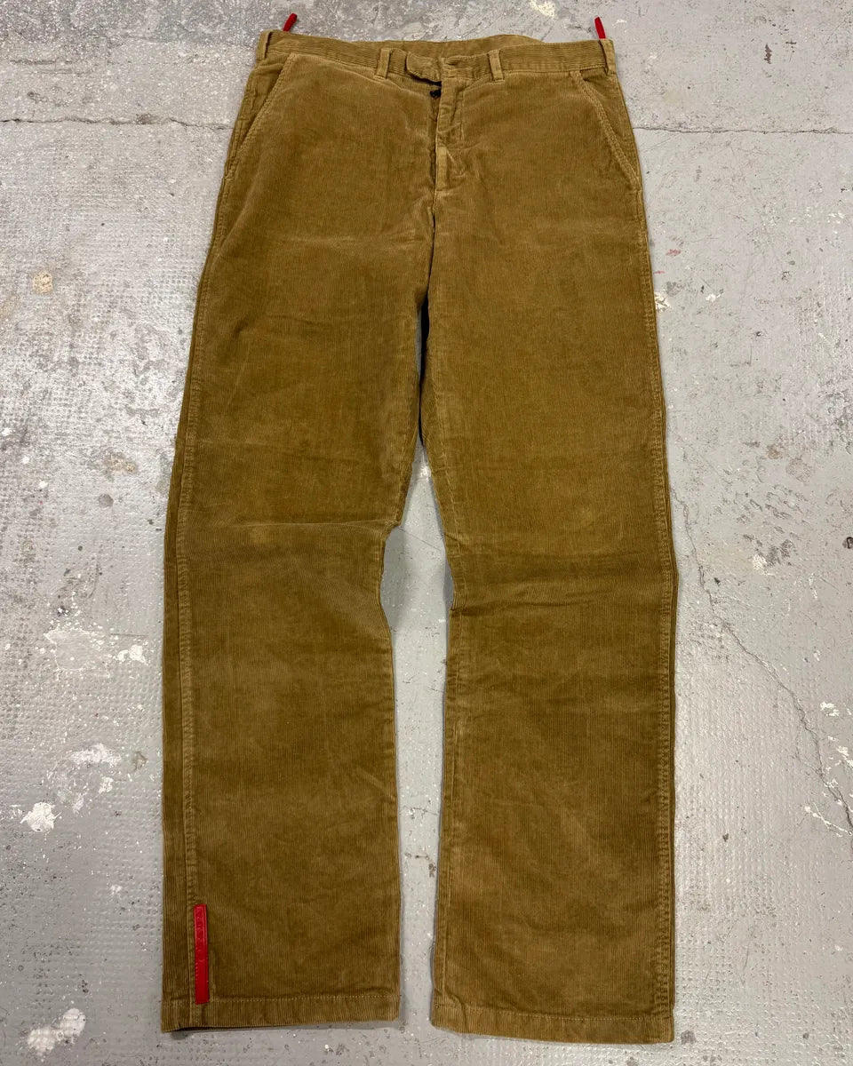 2000s Prada Linea Rossa Beige Velvet Pants (M) 0