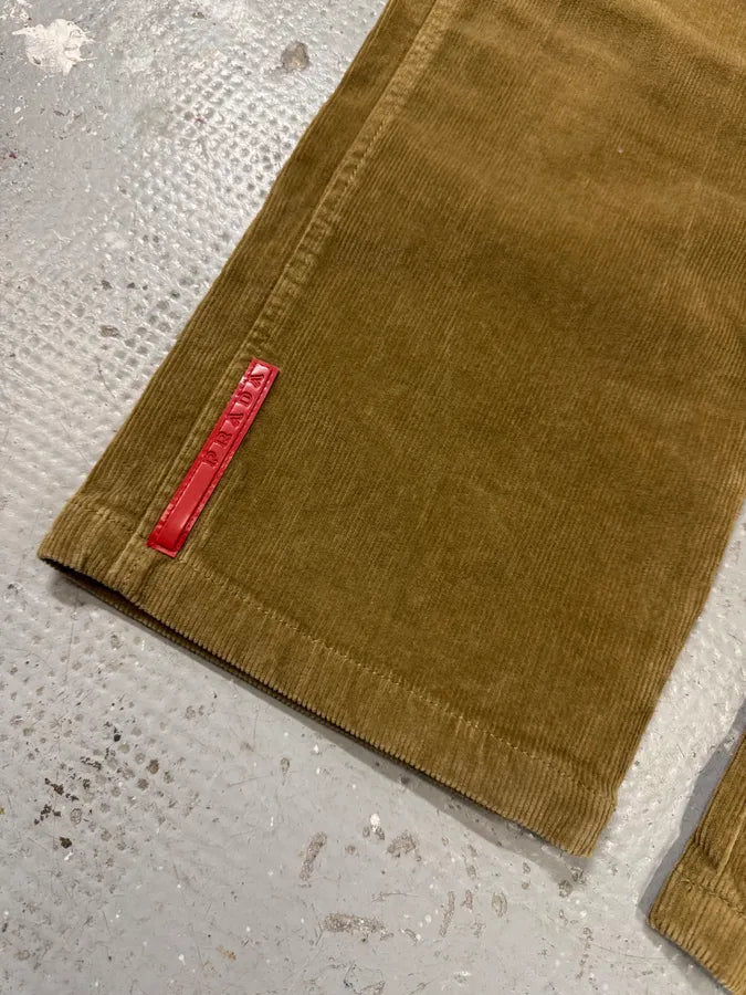 2000s Prada Linea Rossa Beige Velvet Pants (M) 2