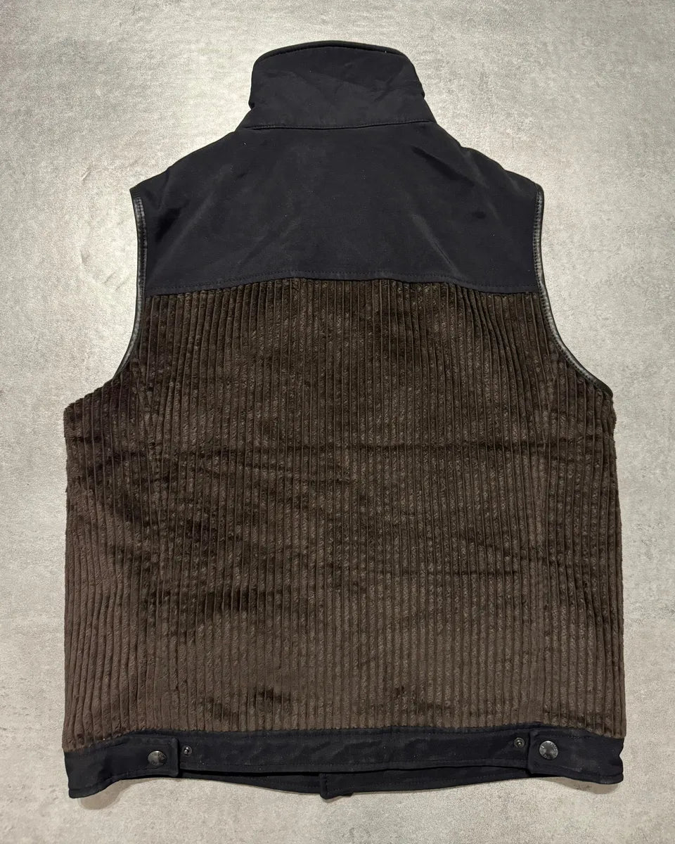 2000s Prada Linea Rossa Black & Brown Velvet-Nylon Sleeveless Jacket (M/L) 1