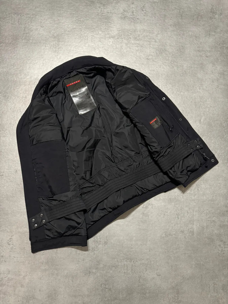 2000s Prada Linea Rossa Black & Brown Velvet-Nylon Sleeveless Jacket (M/L) 2