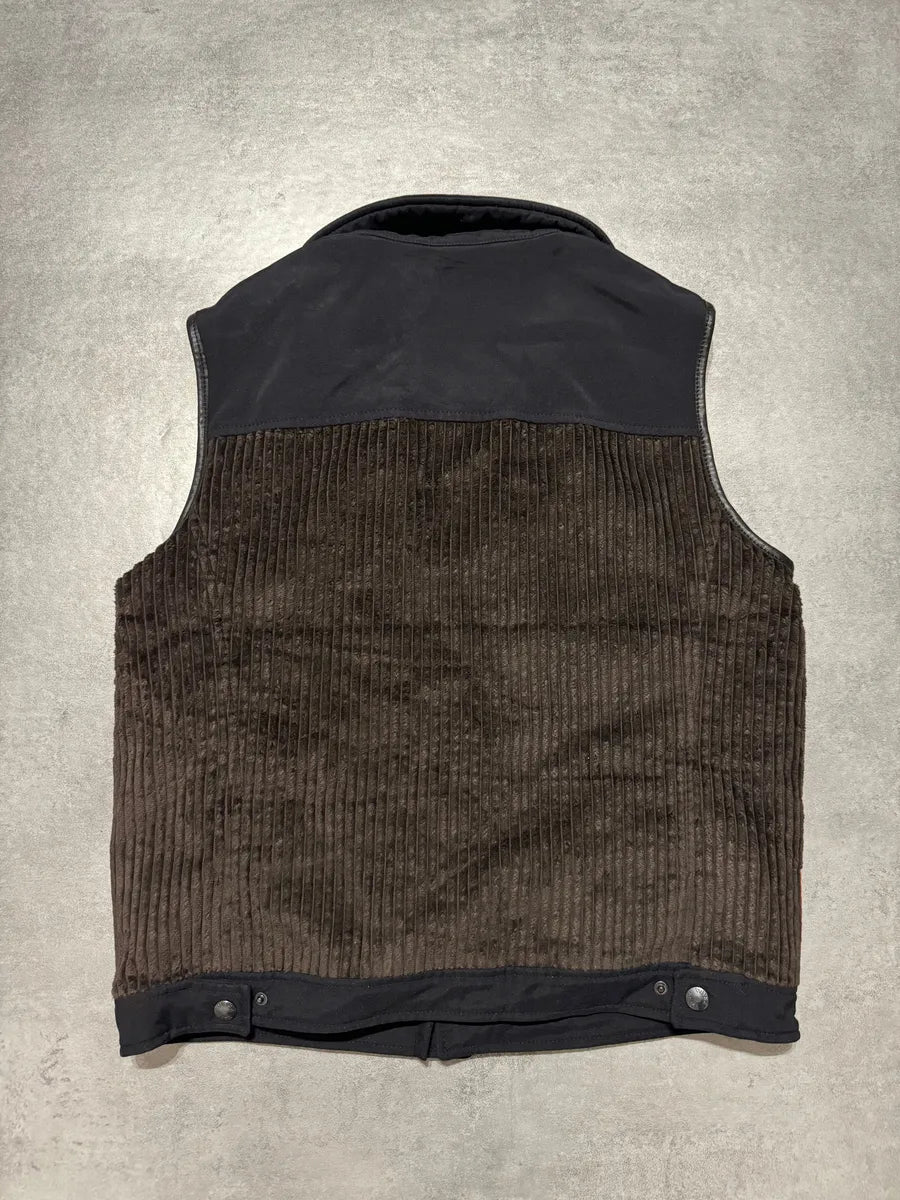 2000s Prada Linea Rossa Black & Brown Velvet-Nylon Sleeveless Jacket (M/L) 3