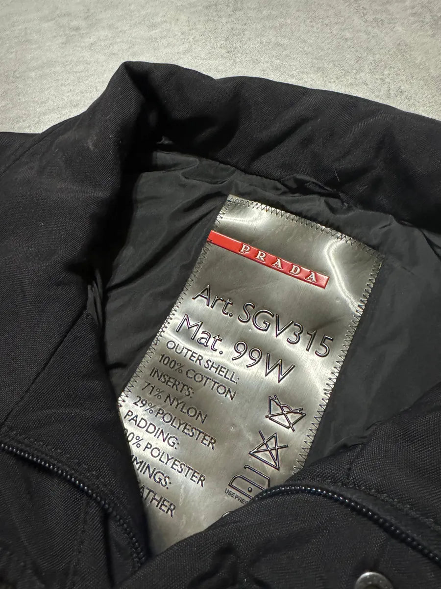 2000s Prada Linea Rossa Black & Brown Velvet-Nylon Sleeveless Jacket (M/L) 9