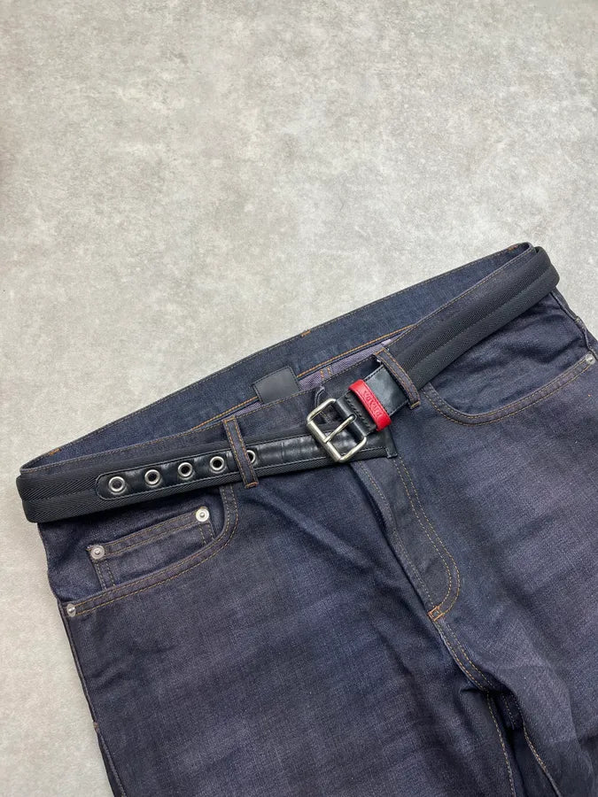 2000s Prada Linea Rossa Black Canvas Belt kvxyemM 1