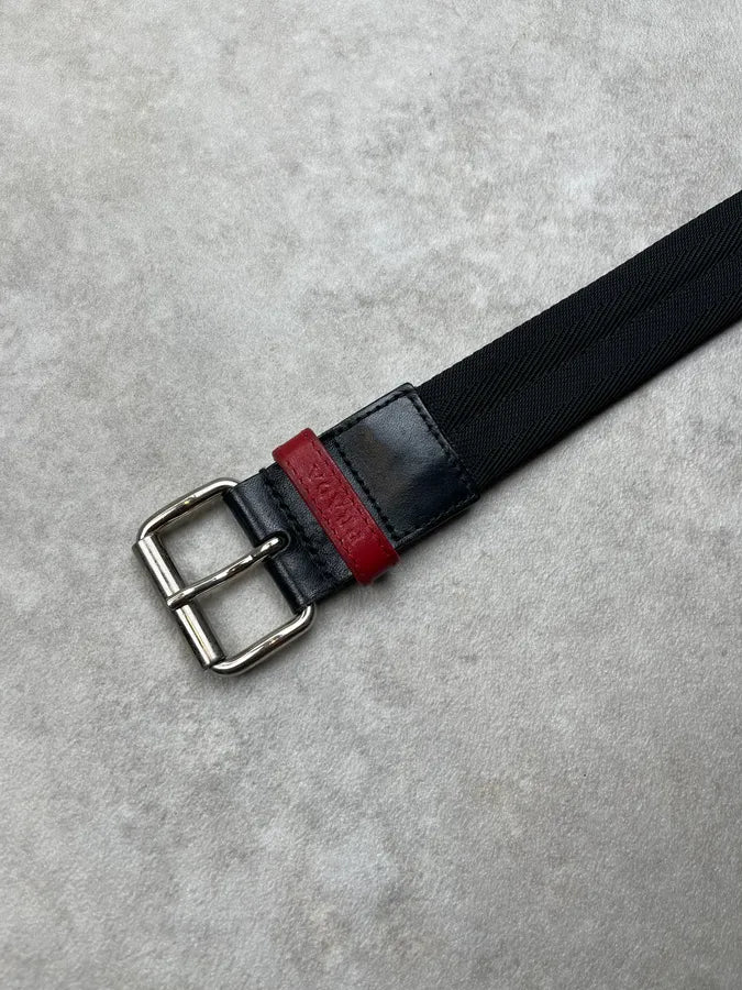 2000s Prada Linea Rossa Black Canvas Belt kvxyemM 4