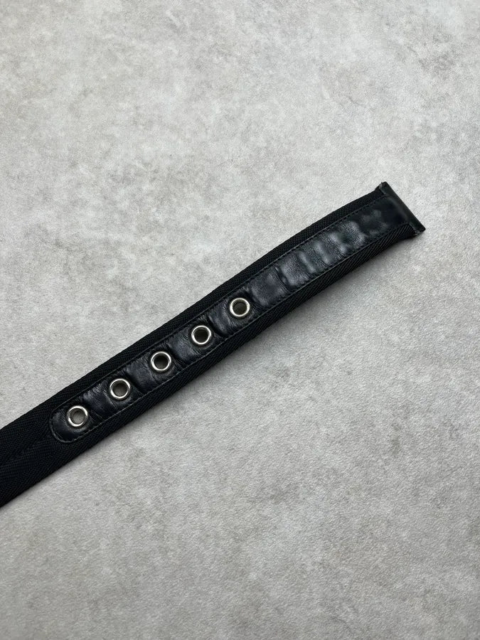 2000s Prada Linea Rossa Black Canvas Belt kvxyemM 5