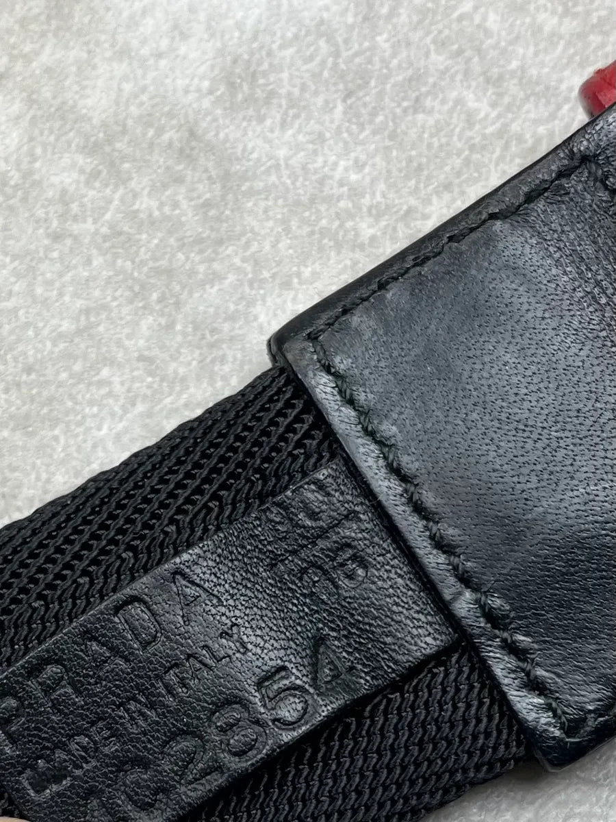 2000s Prada Linea Rossa Black Canvas Belt kvxyemM 6