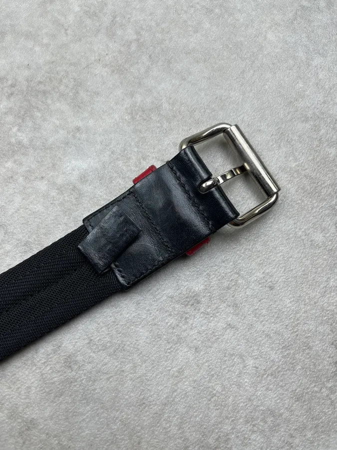 2000s Prada Linea Rossa Black Canvas Belt kvxyemM 7