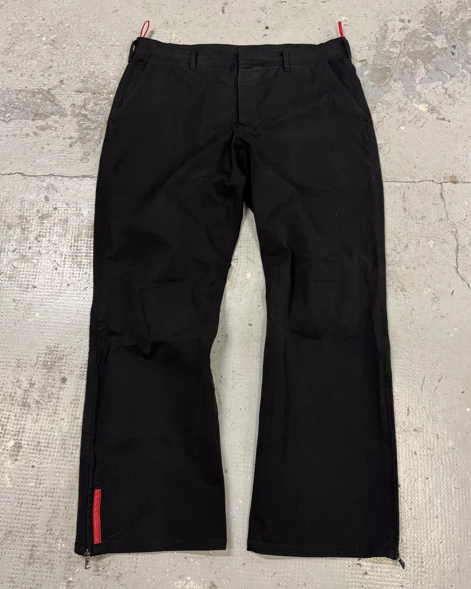 2000s Prada Linea Rossa Black Cozy Pants PrOEmWO 0
