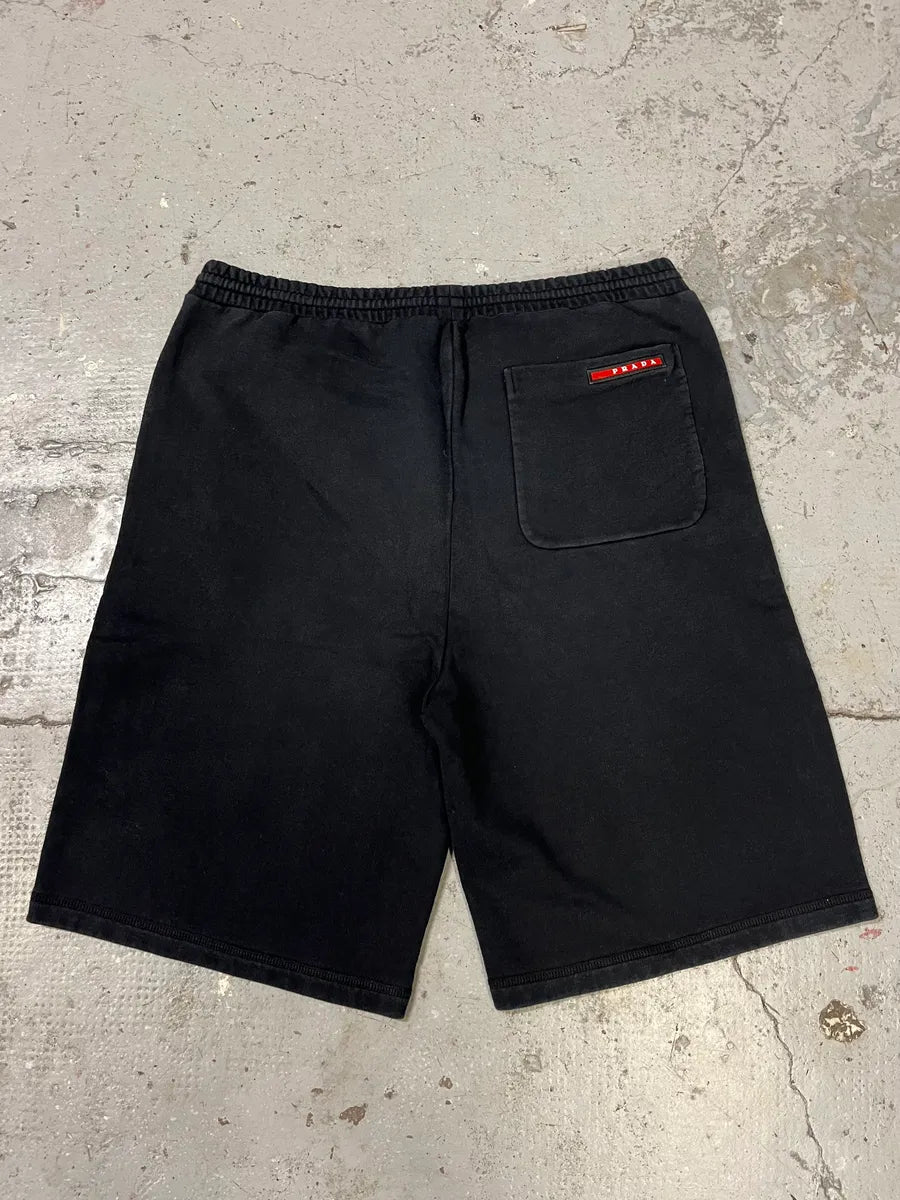 2000s Prada Linea Rossa Black Faded Shorts (L) AluFEhe 0