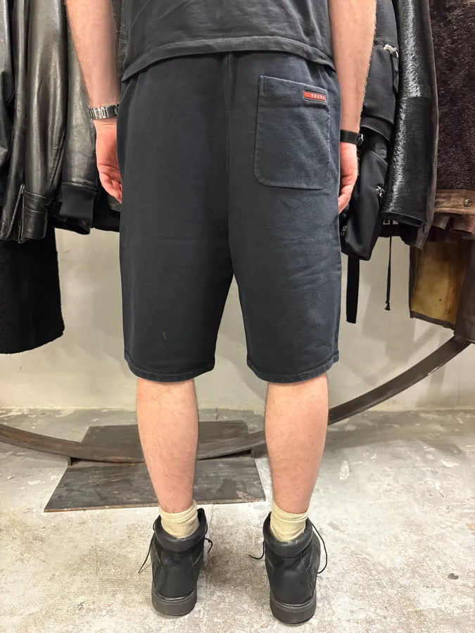 2000s Prada Linea Rossa Black Faded Shorts (L) AluFEhe 2
