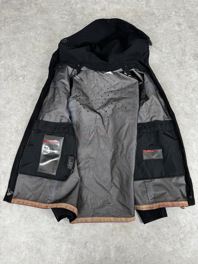 2000s Prada Linea Rossa Black Gore-Tex Windbreaker Jacket KtnmJLN 6