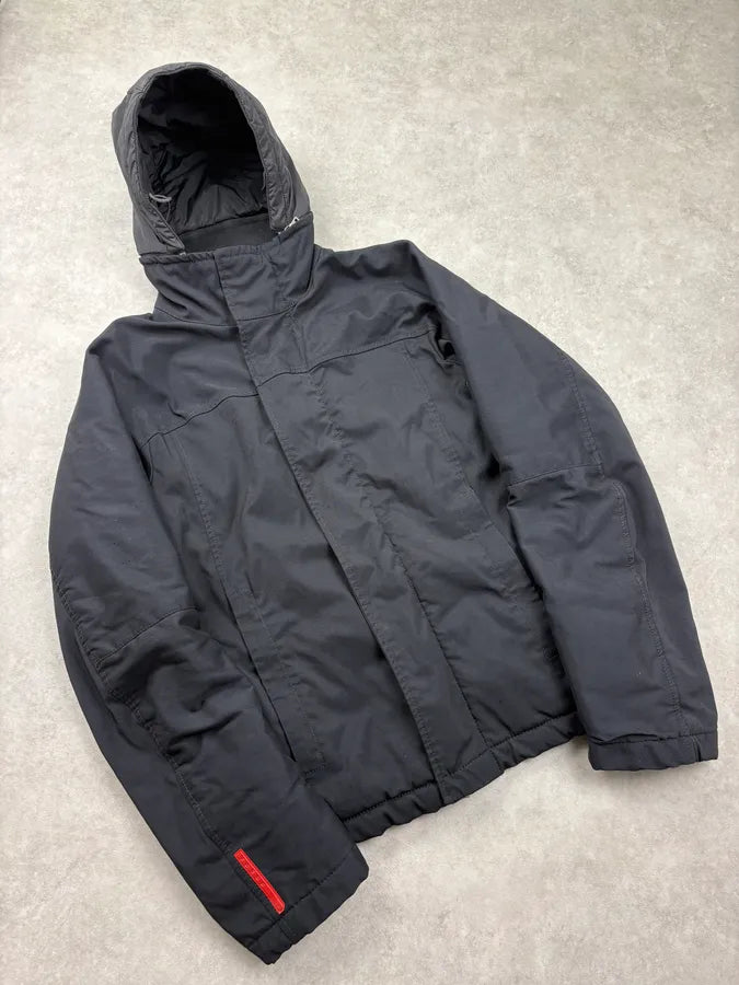 2000s Prada Linea Rossa Black Hooded Ski Jacket BoNVHKE 4
