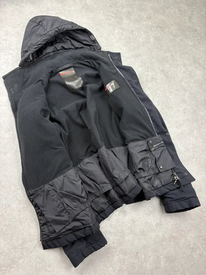 2000s Prada Linea Rossa Black Hooded Ski Jacket BoNVHKE 7