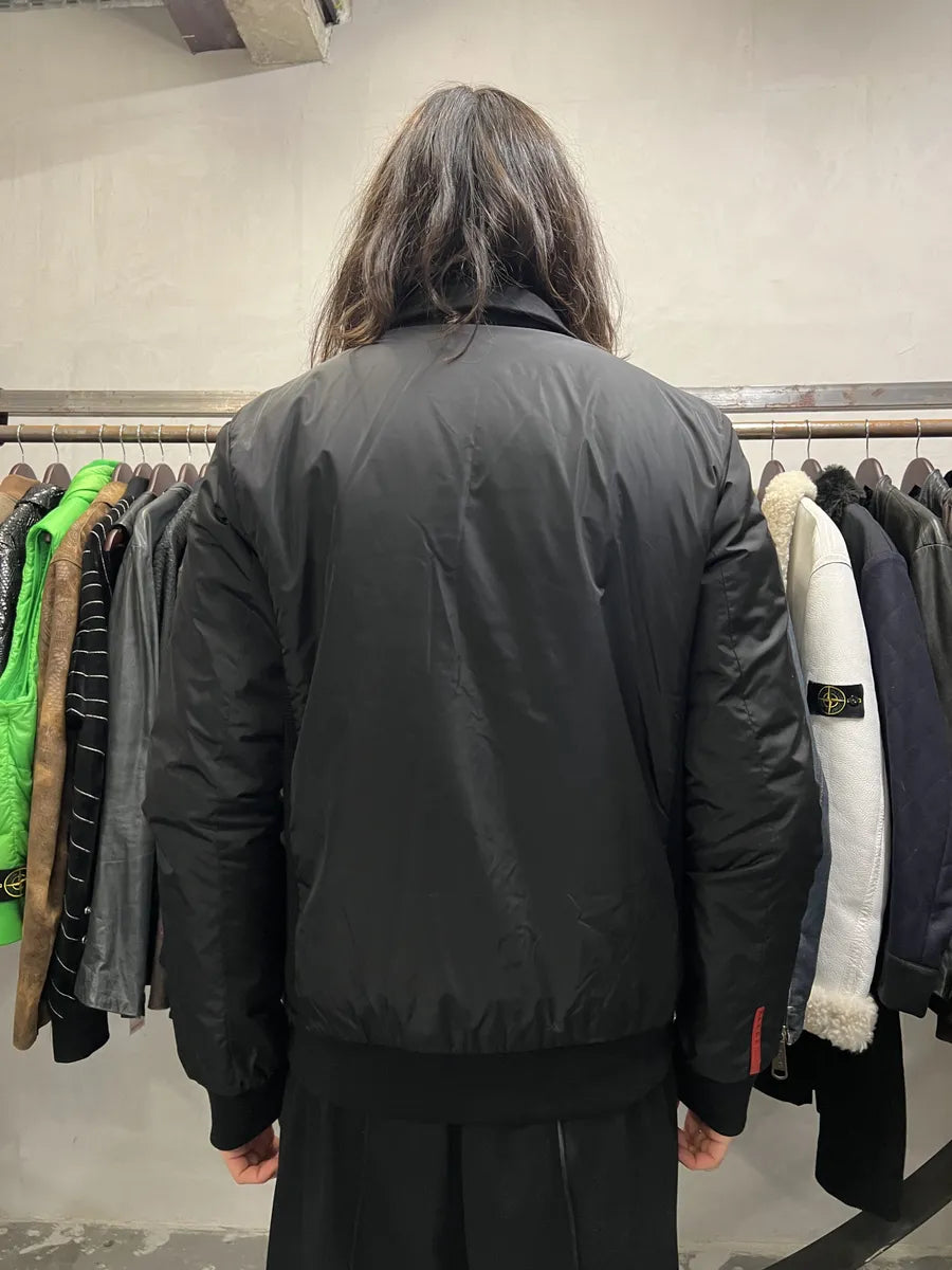 2000s Prada Linea Rossa Black Hybrid Nylon Jacket (L) 2