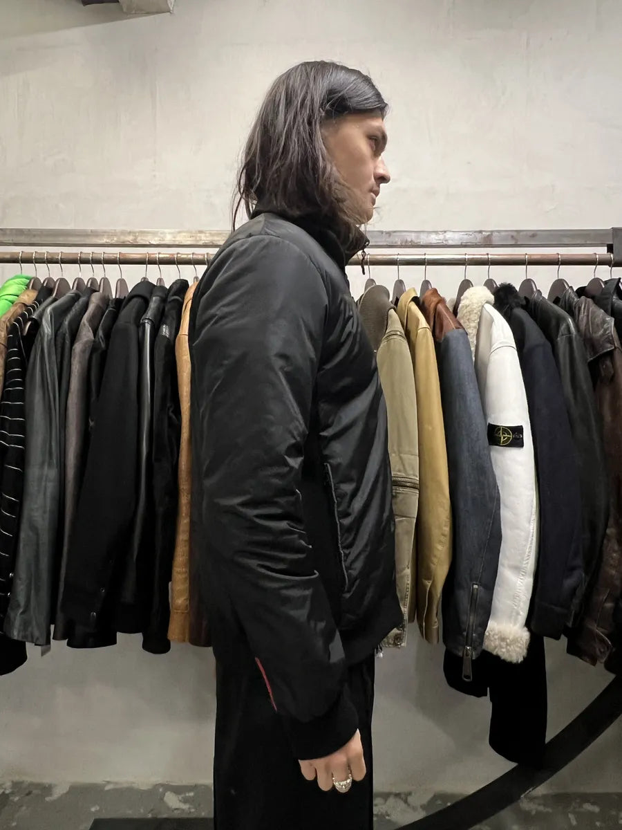 2000s Prada Linea Rossa Black Hybrid Nylon Jacket (L) 3