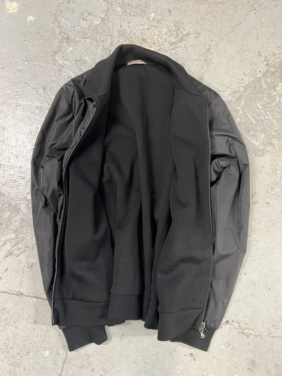2000s Prada Linea Rossa Black Hybrid Nylon Jacket (L) 4