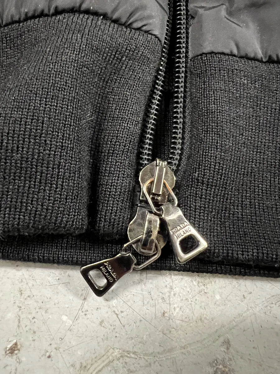 2000s Prada Linea Rossa Black Hybrid Nylon Jacket (L) 7