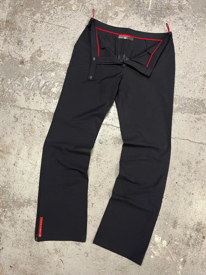 2000s Prada Linea Rossa Black Light Straight Pants (S/M) CBUikge 5