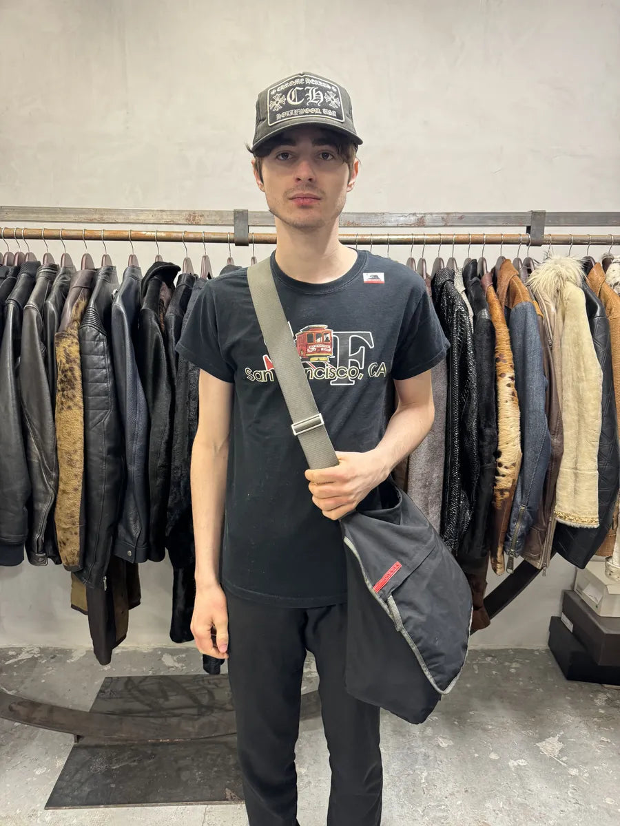 2000s Prada Linea Rossa Black Messenger Shoulder Bag (OS) 2