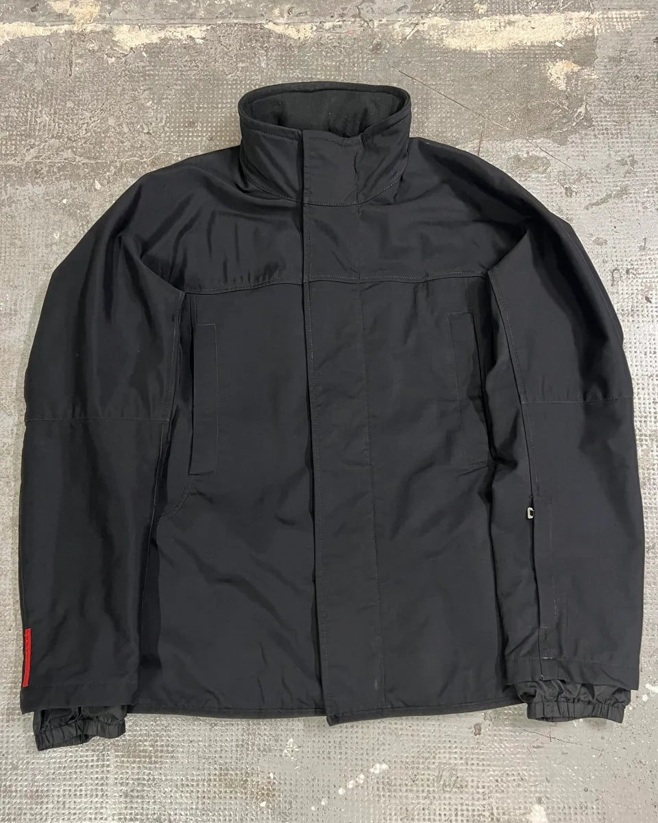 2000s Prada Linea Rossa Black Nylon Jacket kUasxrF 0
